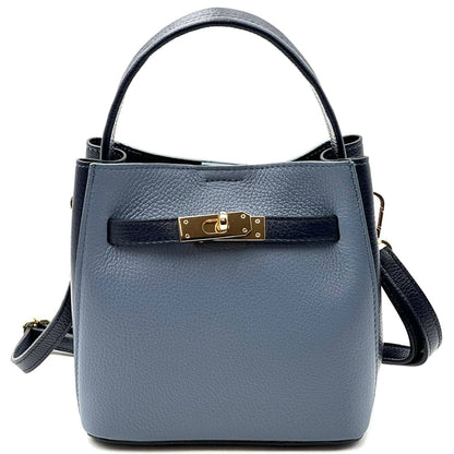 Nives Italian Leather Top Handle Bag - Made In Italy