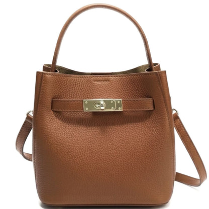 Nives Italian Leather Top Handle Bag - Made In Italy