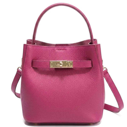 Nives Italian Leather Top Handle Bag - Made In Italy