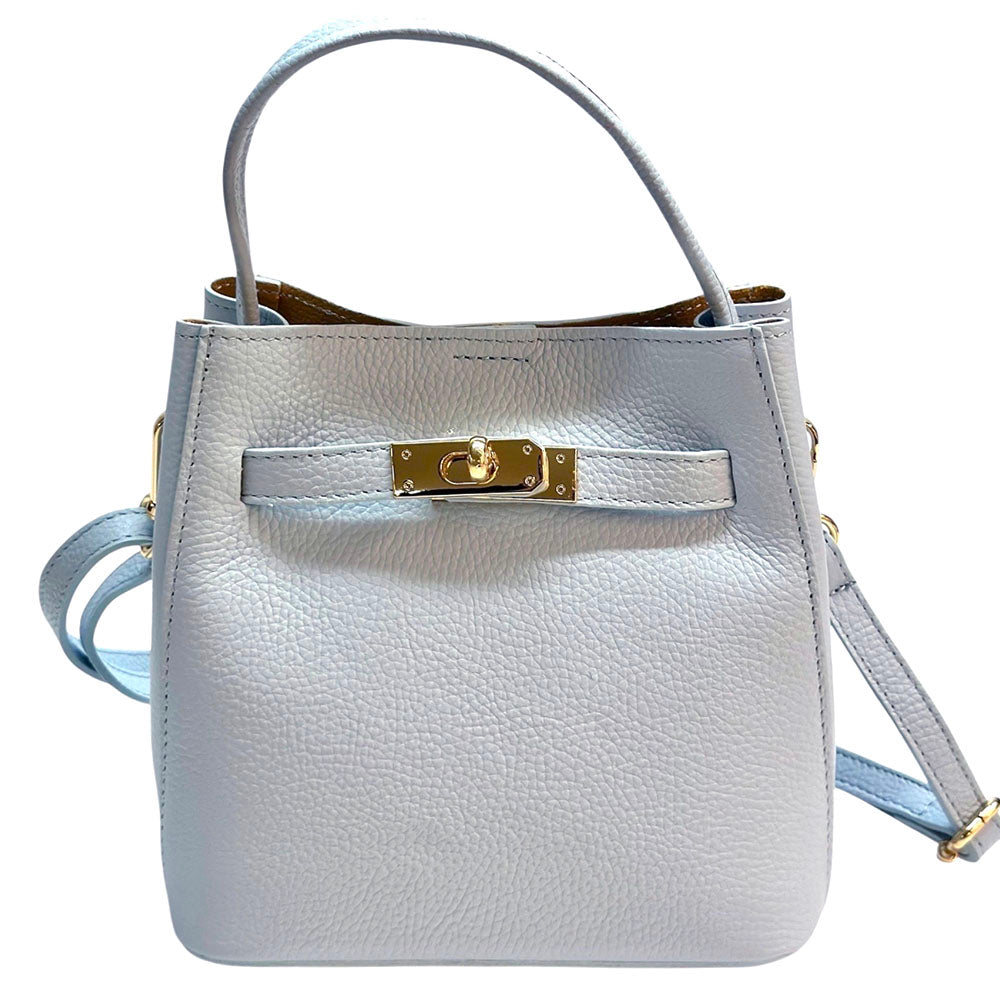 Nives Italian Leather Top Handle Bag - Made In Italy