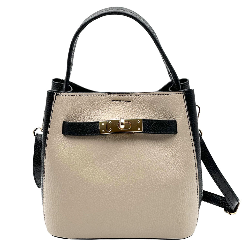Nives Italian Leather Top Handle Bag - Made In Italy