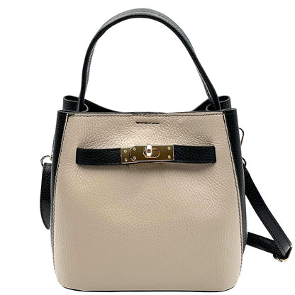 Nives Italian Leather Top Handle Bag - Made In Italy