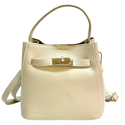 Nives Italian Leather Top Handle Bag - Made In Italy