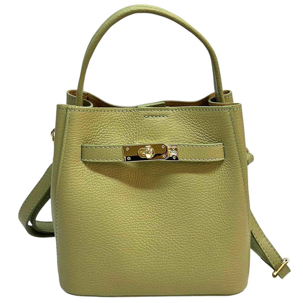 Nives Italian Leather Top Handle Bag - Made In Italy