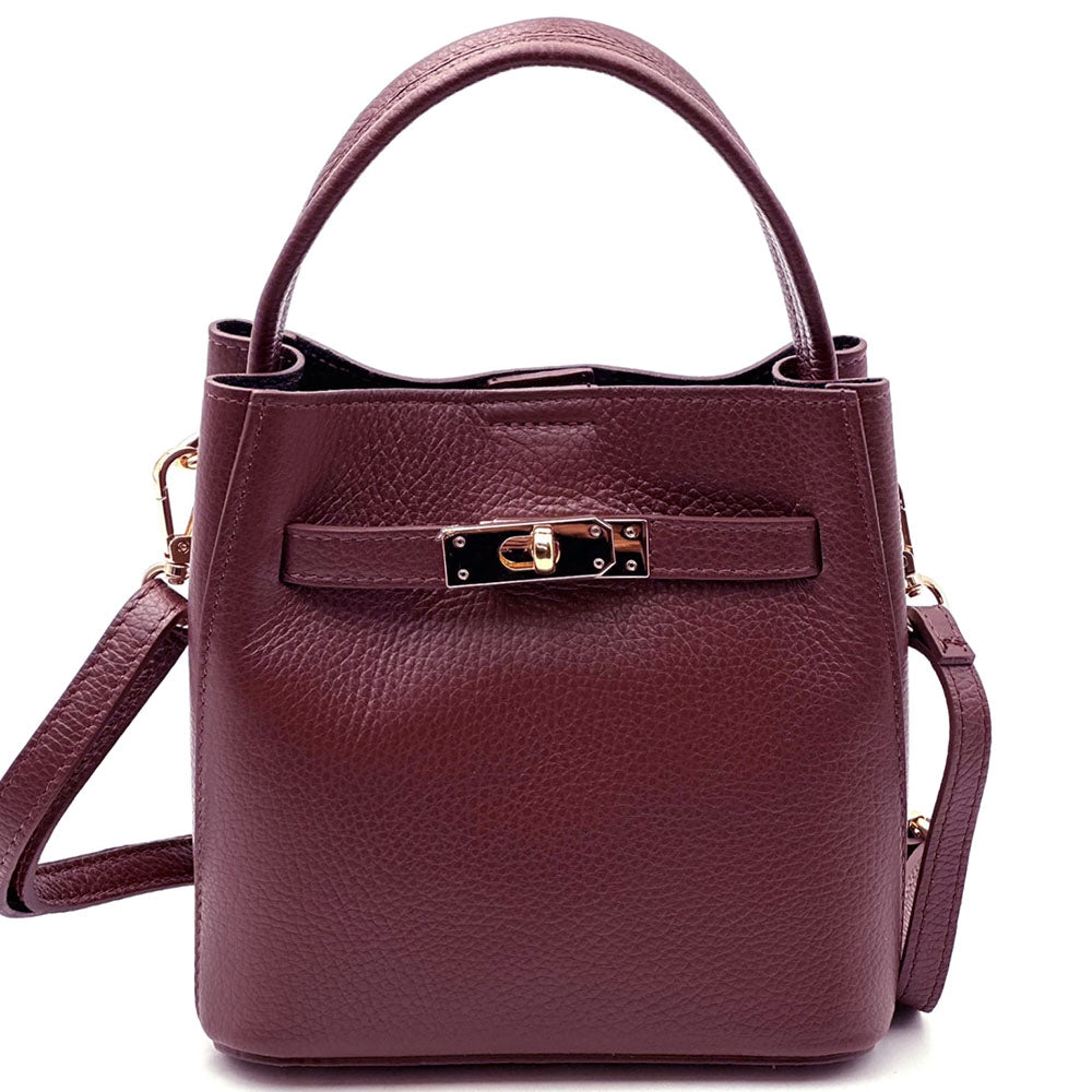 Nives Italian Leather Top Handle Bag - Made In Italy