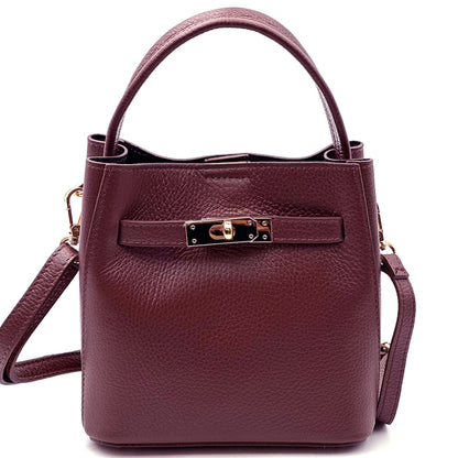 Nives Italian Leather Top Handle Bag - Made In Italy
