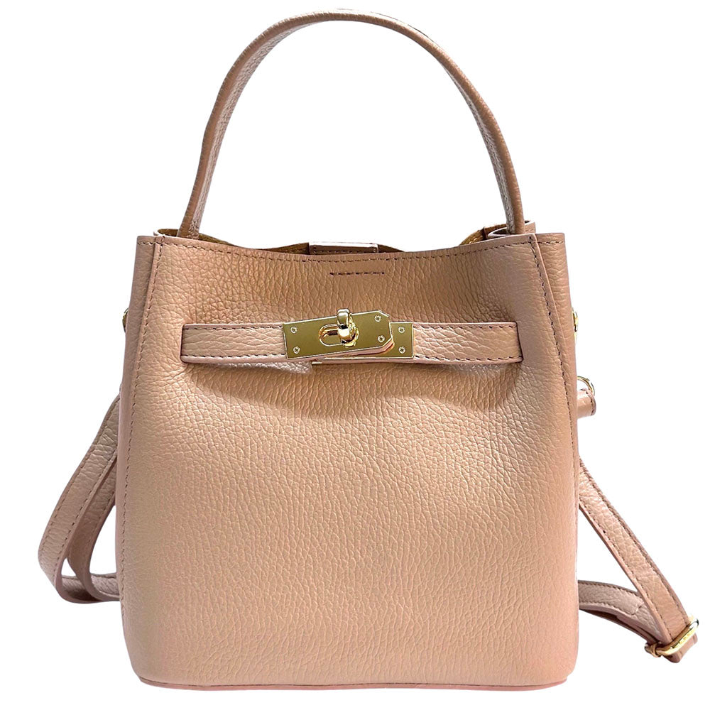 Nives Italian Leather Top Handle Bag - Made In Italy