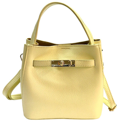Nives Italian Leather Top Handle Bag - Made In Italy