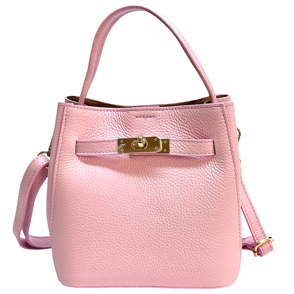 Nives Italian Leather Top Handle Bag - Made In Italy