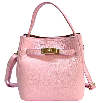 Nives Italian Leather Top Handle Bag - Made In Italy