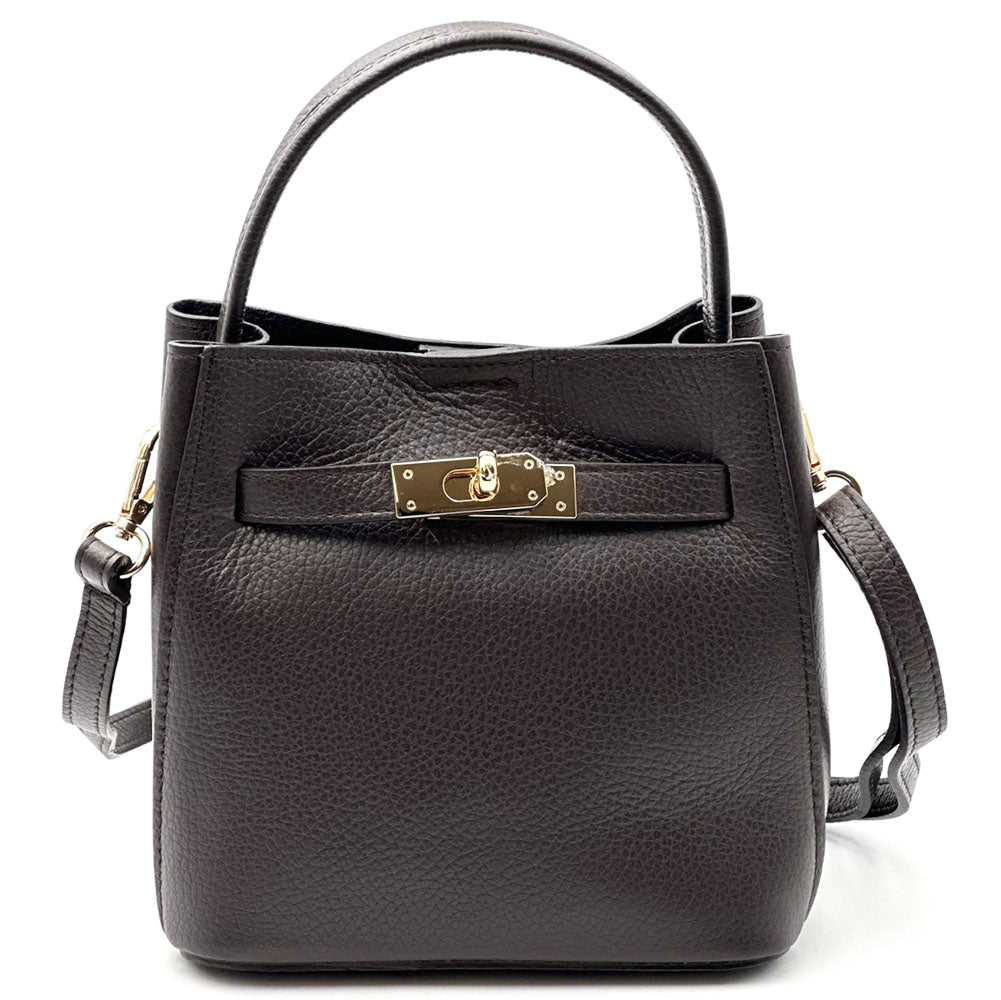 Nives Italian Leather Top Handle Bag - Made In Italy