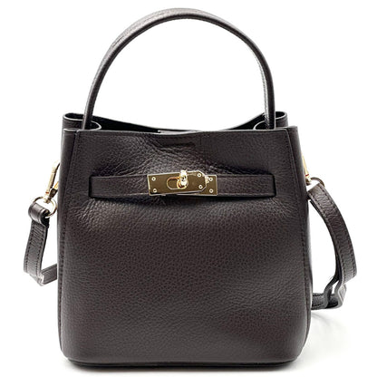 Nives Italian Leather Top Handle Bag - Made In Italy