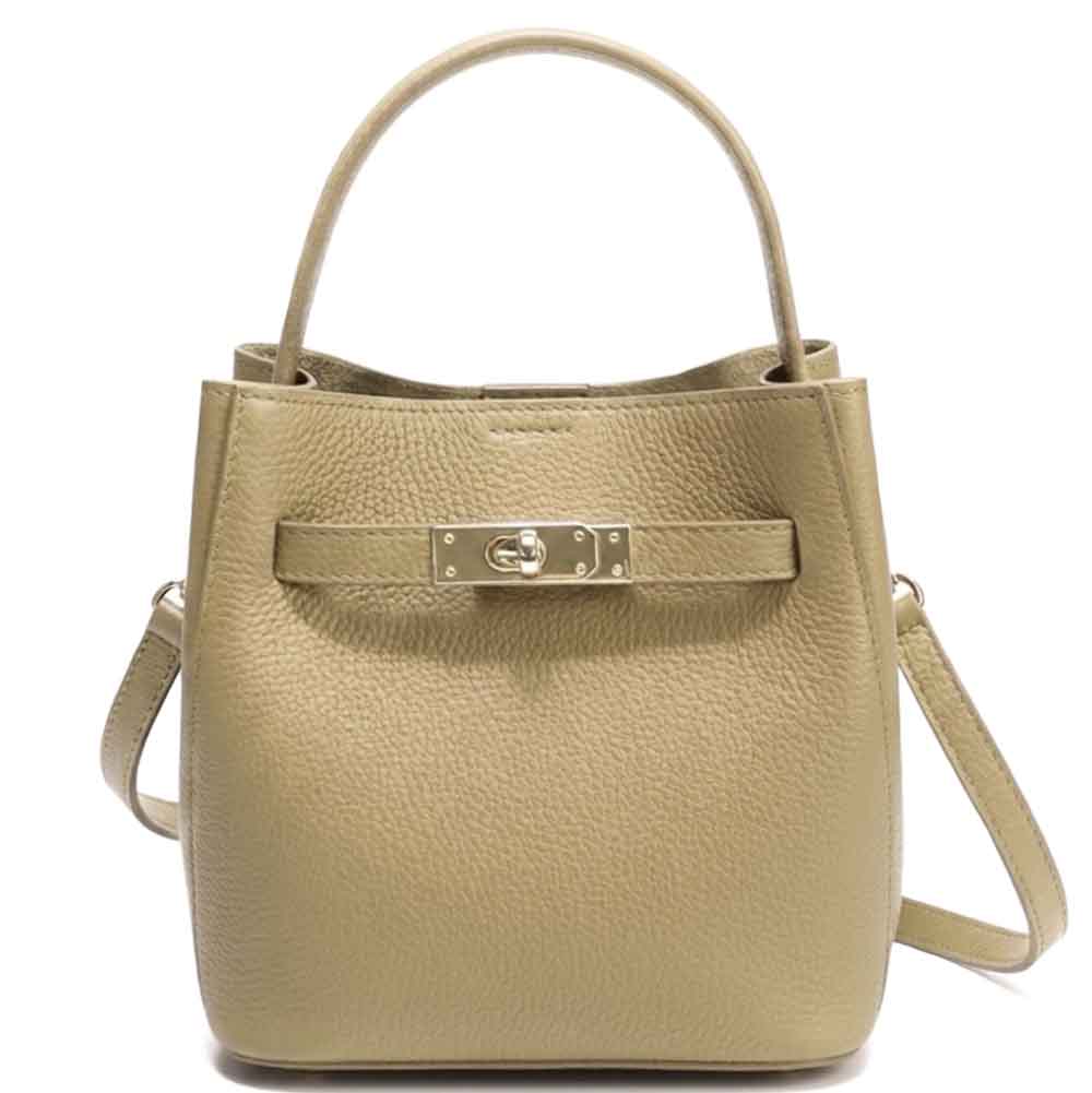 Nives Italian Leather Top Handle Bag - Made In Italy