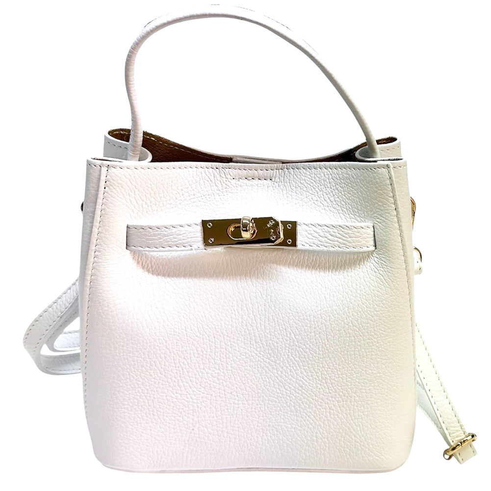 Nives Italian Leather Top Handle Bag - Made In Italy