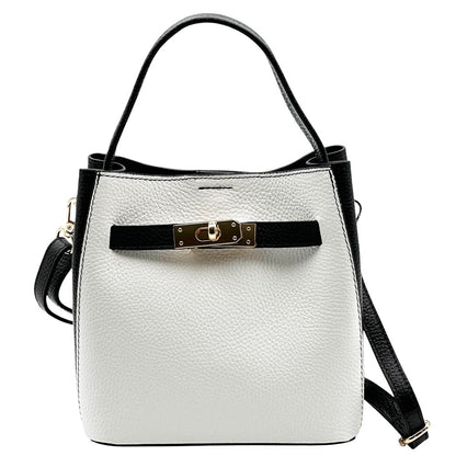 Nives Italian Leather Top Handle Bag - Made In Italy