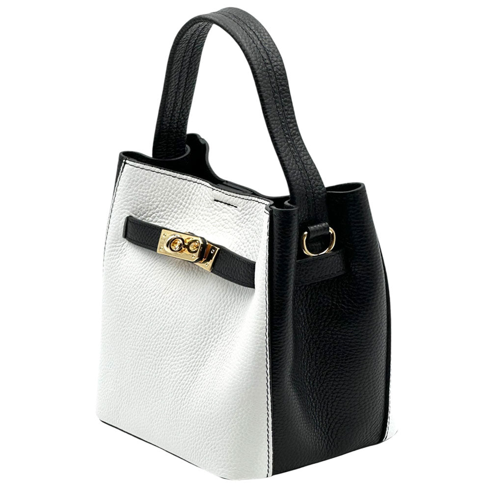 Nives Italian Leather Top Handle Bag - Made In Italy