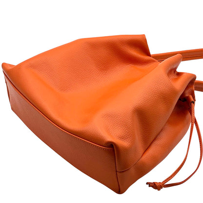 Luciana Cow Leather Drawstring Shoulder Bag - Made In Italy