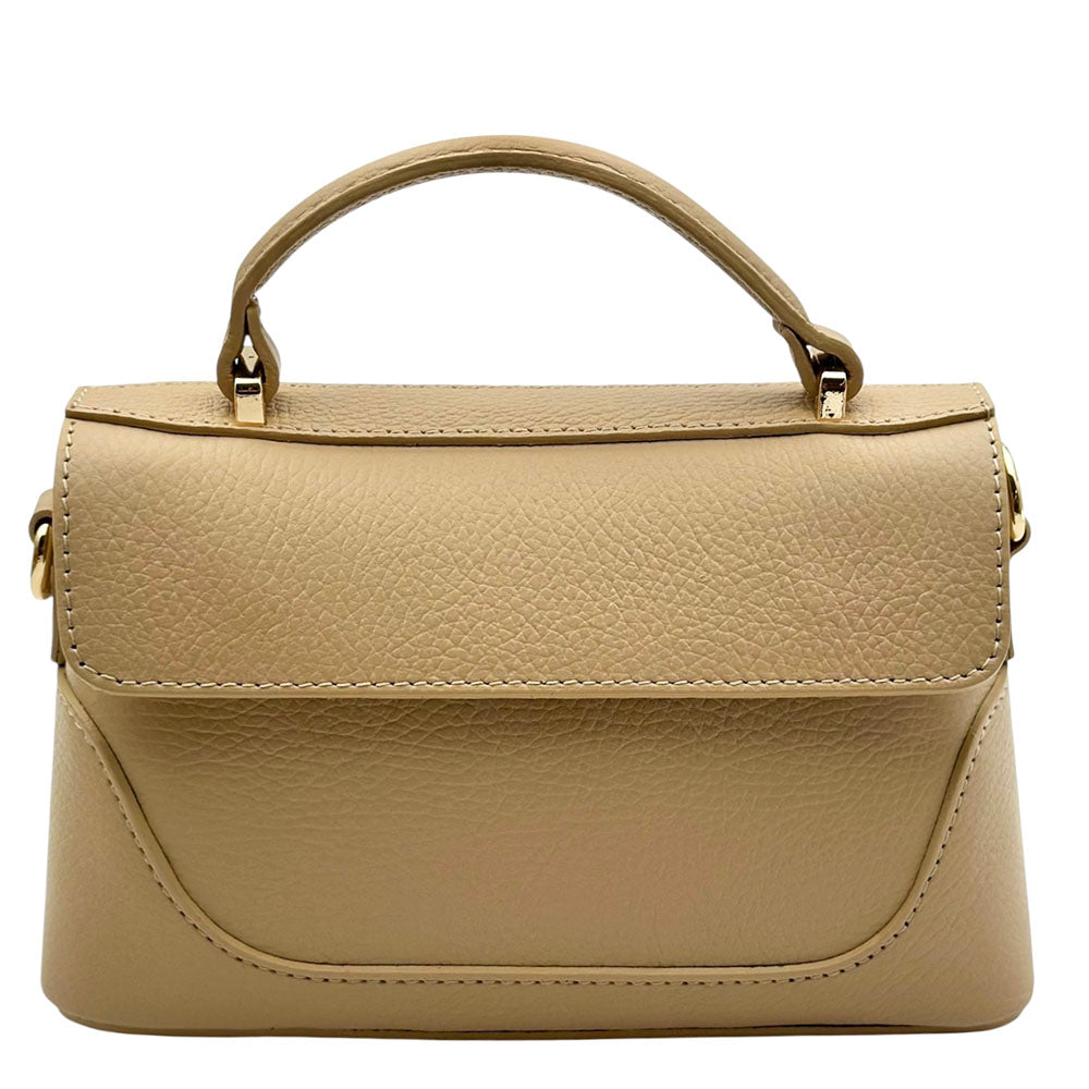 Maristella Italian Cow Leather Mini Top Handle Bag - Made In Italy