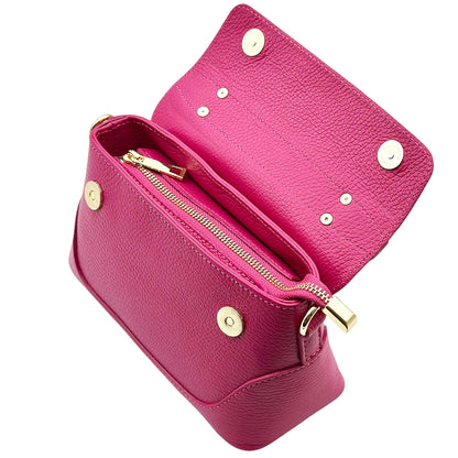 Maristella Italian Cow Leather Mini Top Handle Bag - Made In Italy