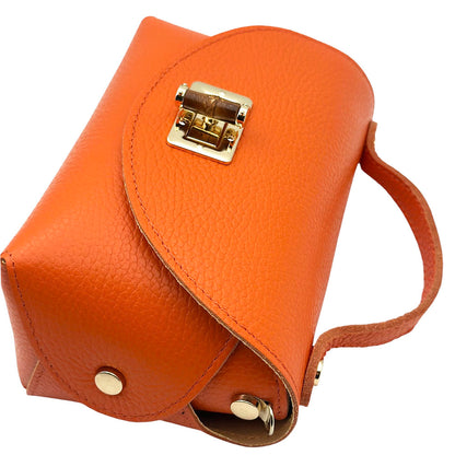 Lorenetta Cow Leather Mini Top Handle Bag - Made in Italy