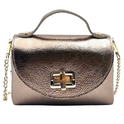 Lorenetta Cow Leather Mini Top Handle Bag - Made in Italy