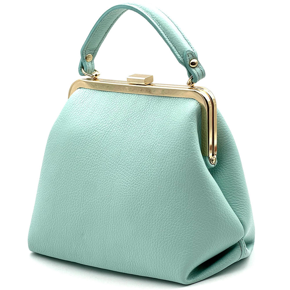 Adelina Cow Leather Frame Handbag - Made In Italy