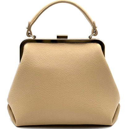 Adelina Cow Leather Frame Handbag - Made In Italy
