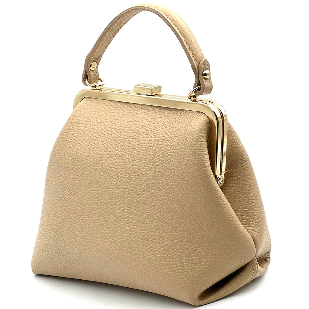 Adelina Cow Leather Frame Handbag - Made In Italy