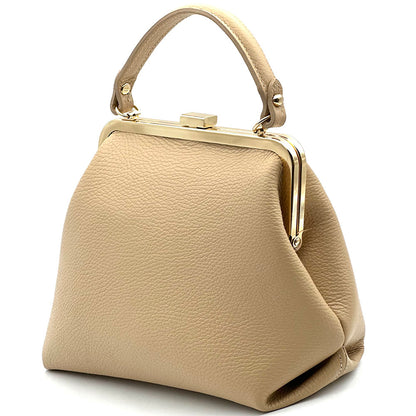 Adelina Cow Leather Frame Handbag - Made In Italy