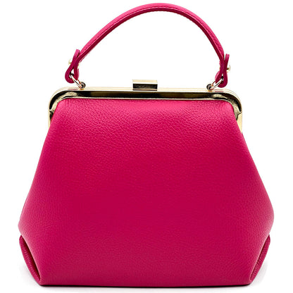 Adelina Cow Leather Frame Handbag - Made In Italy
