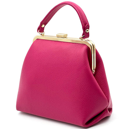 Adelina Cow Leather Frame Handbag - Made In Italy
