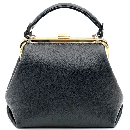 Adelina Cow Leather Frame Handbag - Made In Italy