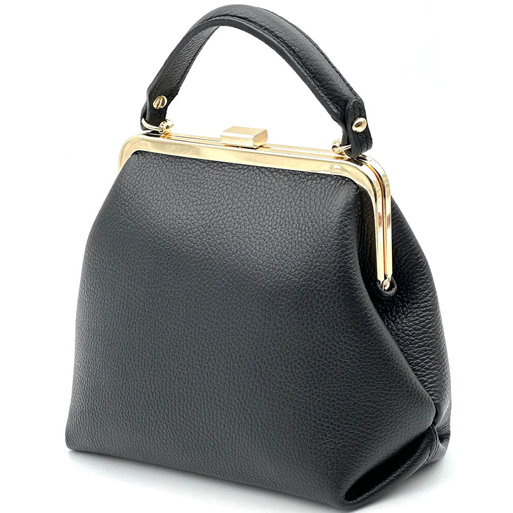 Adelina Cow Leather Frame Handbag - Made In Italy