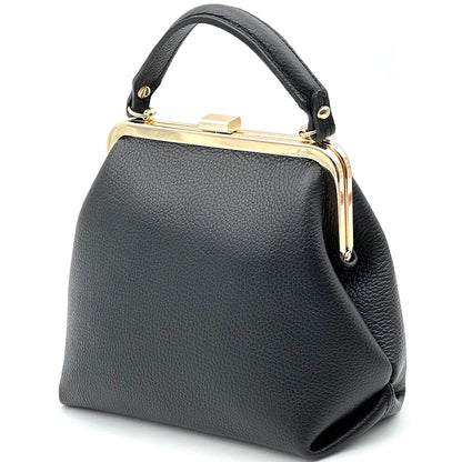 Adelina Cow Leather Frame Handbag - Made In Italy