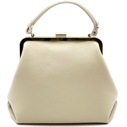 Adelina Cow Leather Frame Handbag - Made In Italy