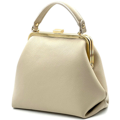Adelina Cow Leather Frame Handbag - Made In Italy