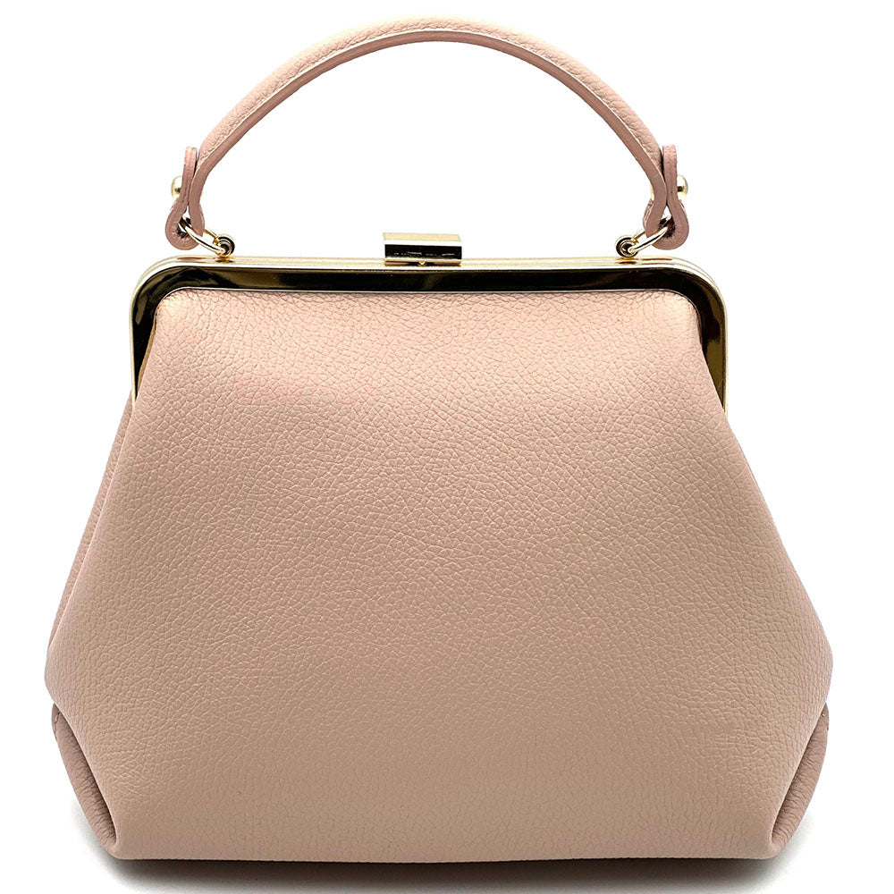 Adelina Cow Leather Frame Handbag - Made In Italy