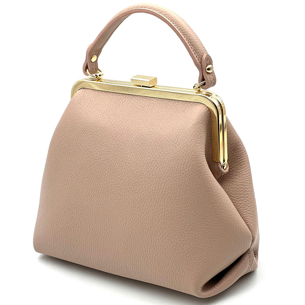 Adelina Cow Leather Frame Handbag - Made In Italy