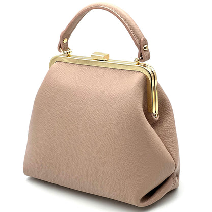 Adelina Cow Leather Frame Handbag - Made In Italy