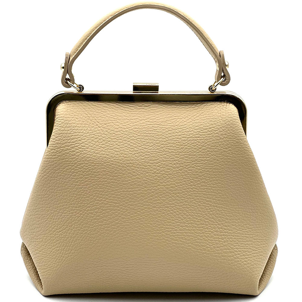 Adelina Cow Leather Frame Handbag - Made In Italy