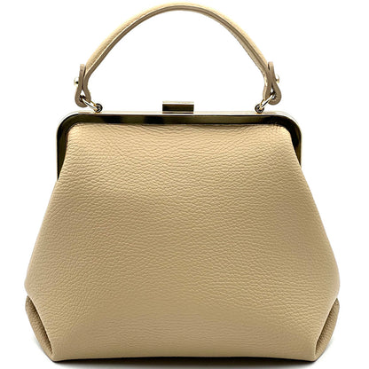 Adelina Cow Leather Frame Handbag - Made In Italy