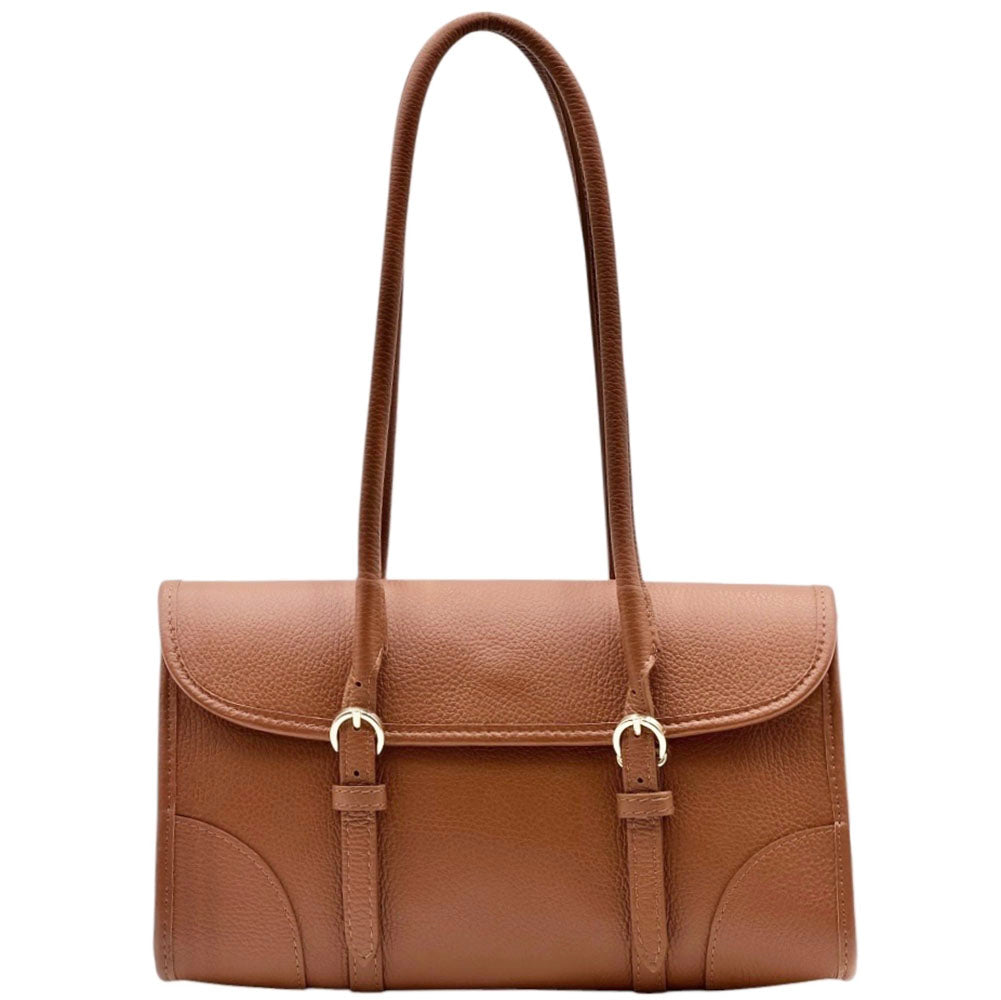 Avelina Cow Leather Shoulder Bag - Made In Italy