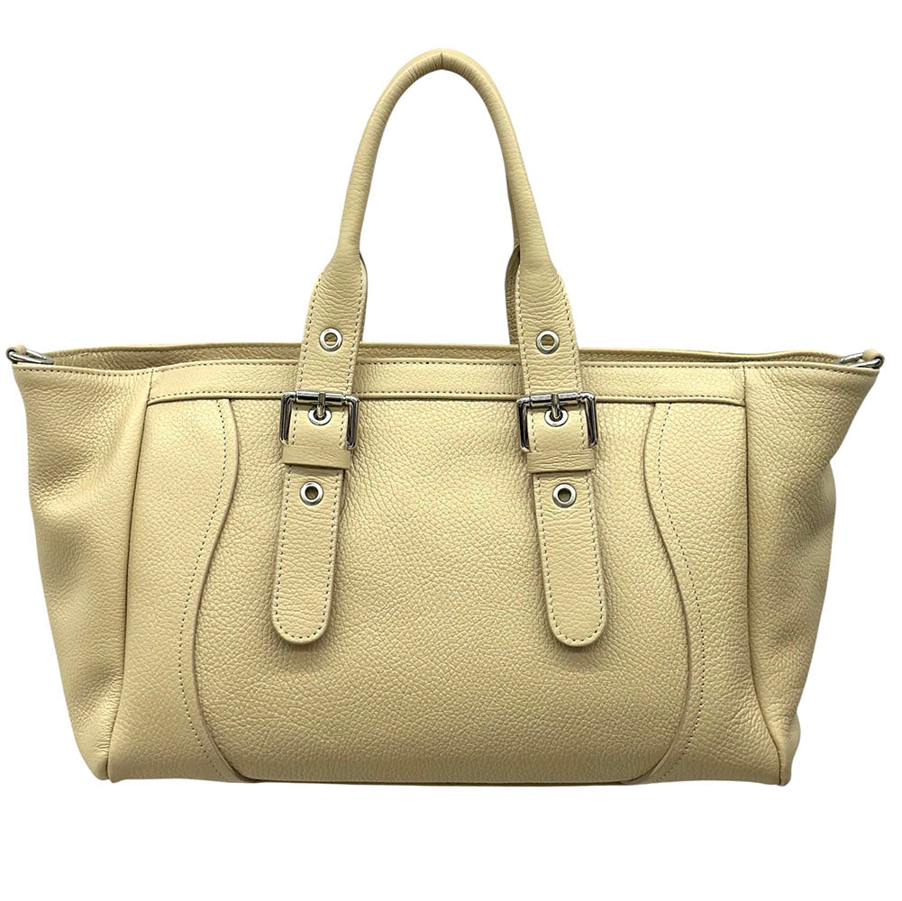 Adelvira Large Italian Cow Leather Tote Bag - Made In Italy