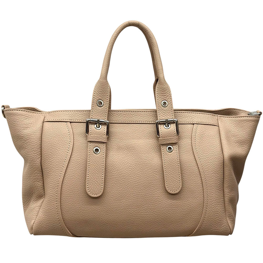 Adelvira Large Italian Cow Leather Tote Bag - Made In Italy