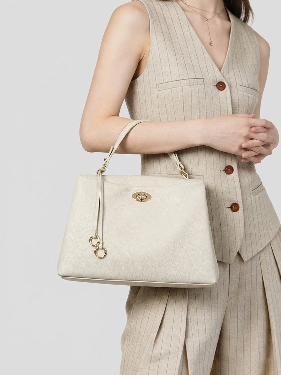 Elowen Soft Structured Leather Handbag - Made In Italy