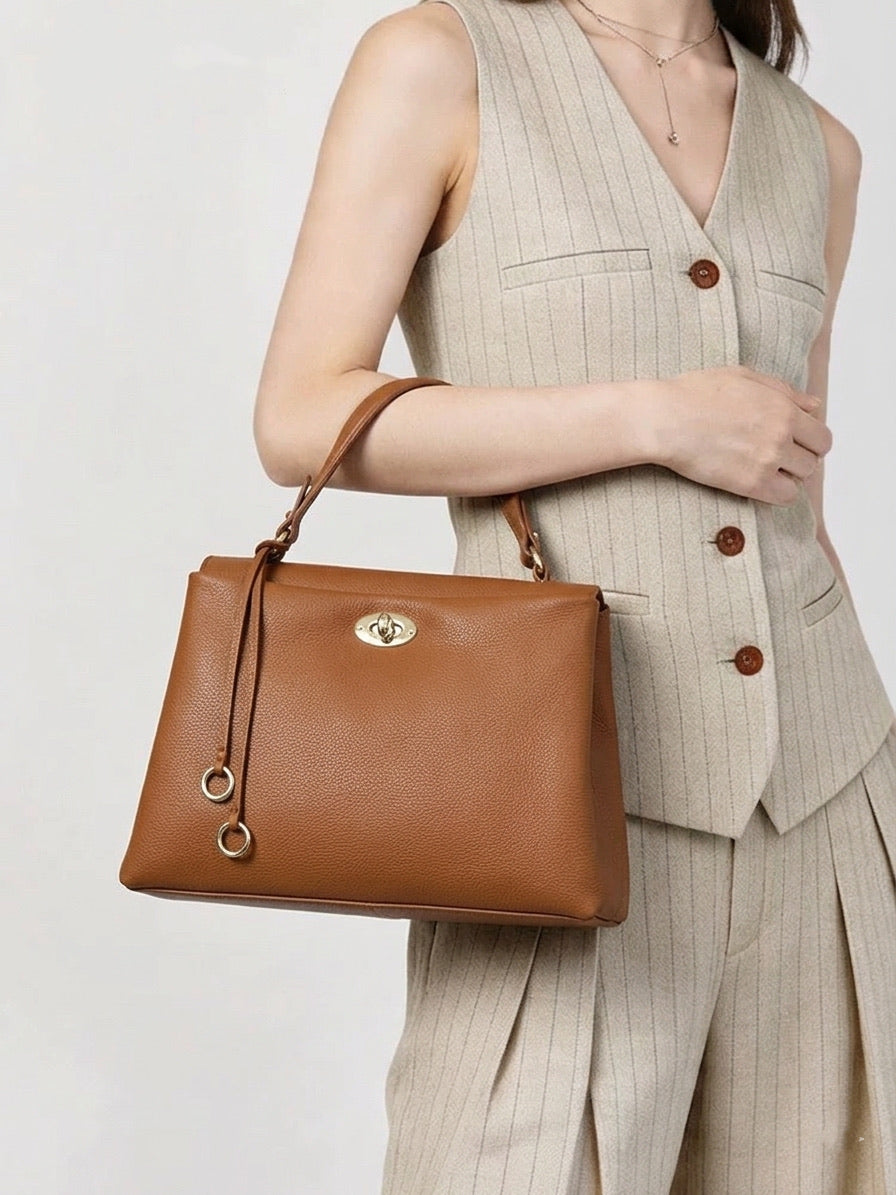 Elowen Soft Structured Leather Handbag - Made In Italy