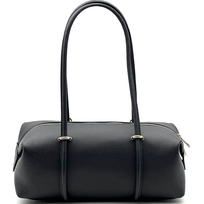 Virelia Italian Cow Leather Cylindrical Shoulder Bag - Made In Italy