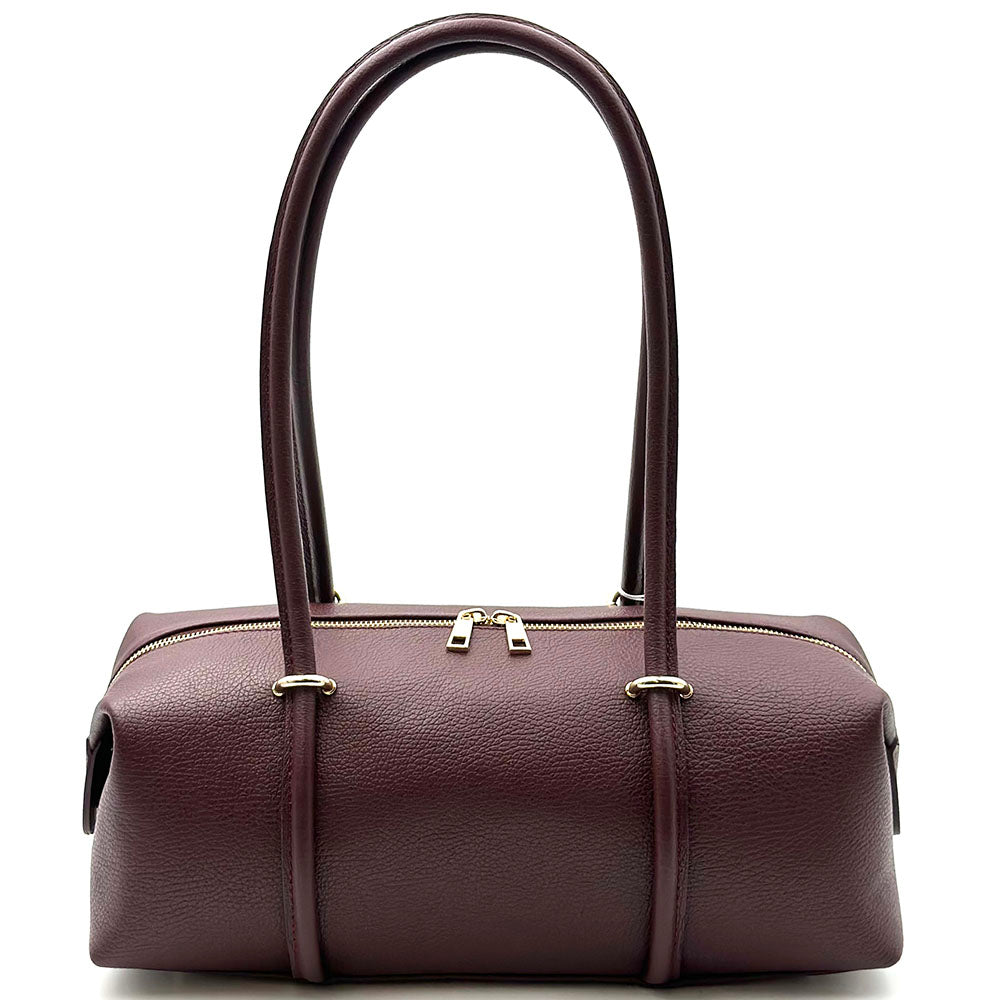 Virelia Italian Cow Leather Cylindrical Shoulder Bag - Made In Italy