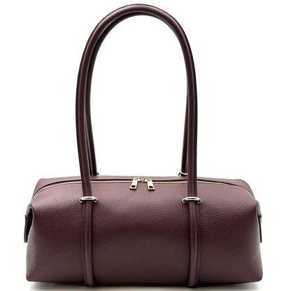 Virelia Italian Cow Leather Cylindrical Shoulder Bag - Made In Italy