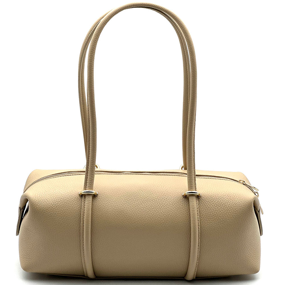 Virelia Italian Cow Leather Cylindrical Shoulder Bag - Made In Italy